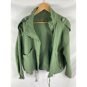 BlankNyc Green Fringe Utility Jacket Size Small